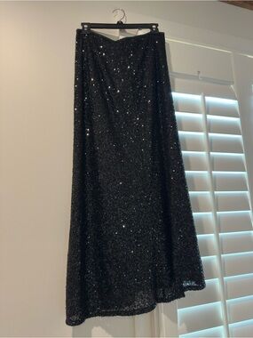 Black Sequin Maxi Skirt with Subtle Shine